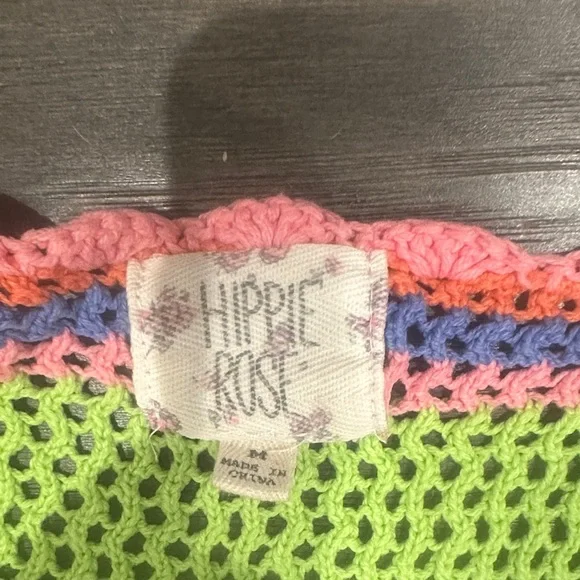 Hippie Rose Scoop Neck Sweater in Pink, Orange, and Green Stripes - Picture 2 of 6